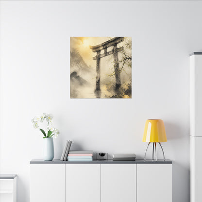 Spring Torii Gate Sumi E Canvas Art | Tranquil Decor