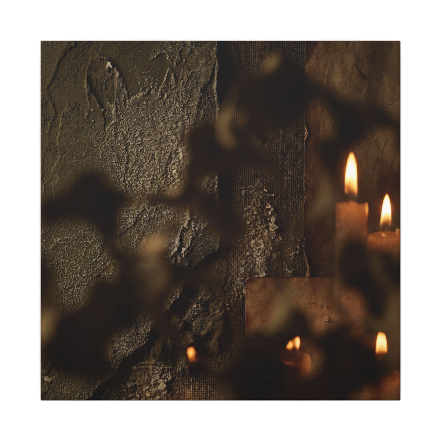 Shadow Play Dark Texture Canvas Art | Moody Dark Japandi Art