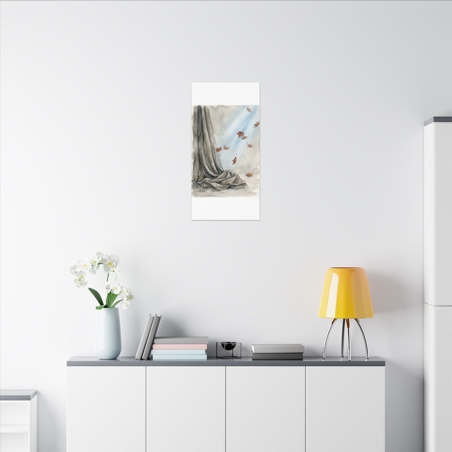 Ma Silk Drape Canvas Art - Japandi Watercolor