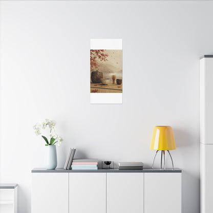Tea Ceremony Canvas Art | Autumn Kintsugi Gold Vein Art