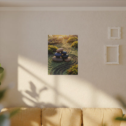 Zen River Stones in Golden Hour | Karesansui Canvas Art