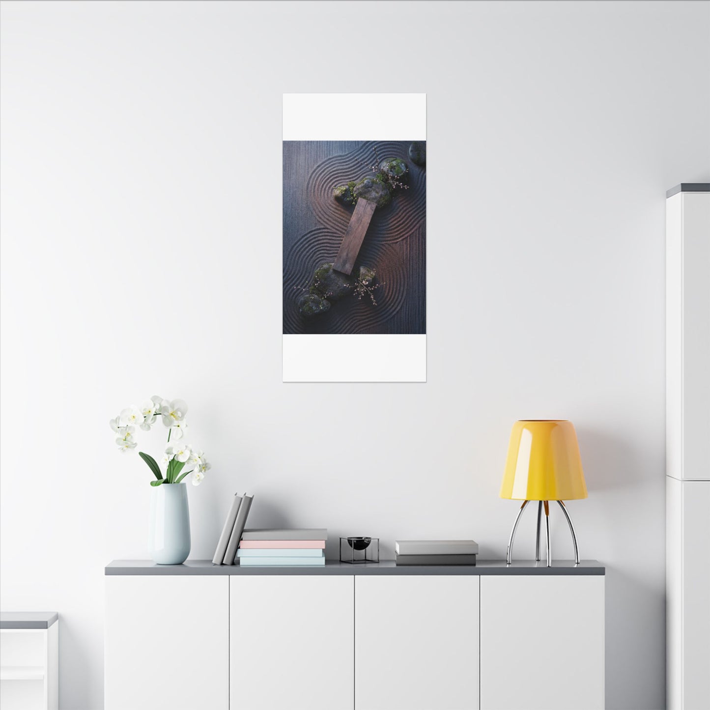 Spring Rock Garden Moody Minimal Canvas Art | Atmospheric Decor