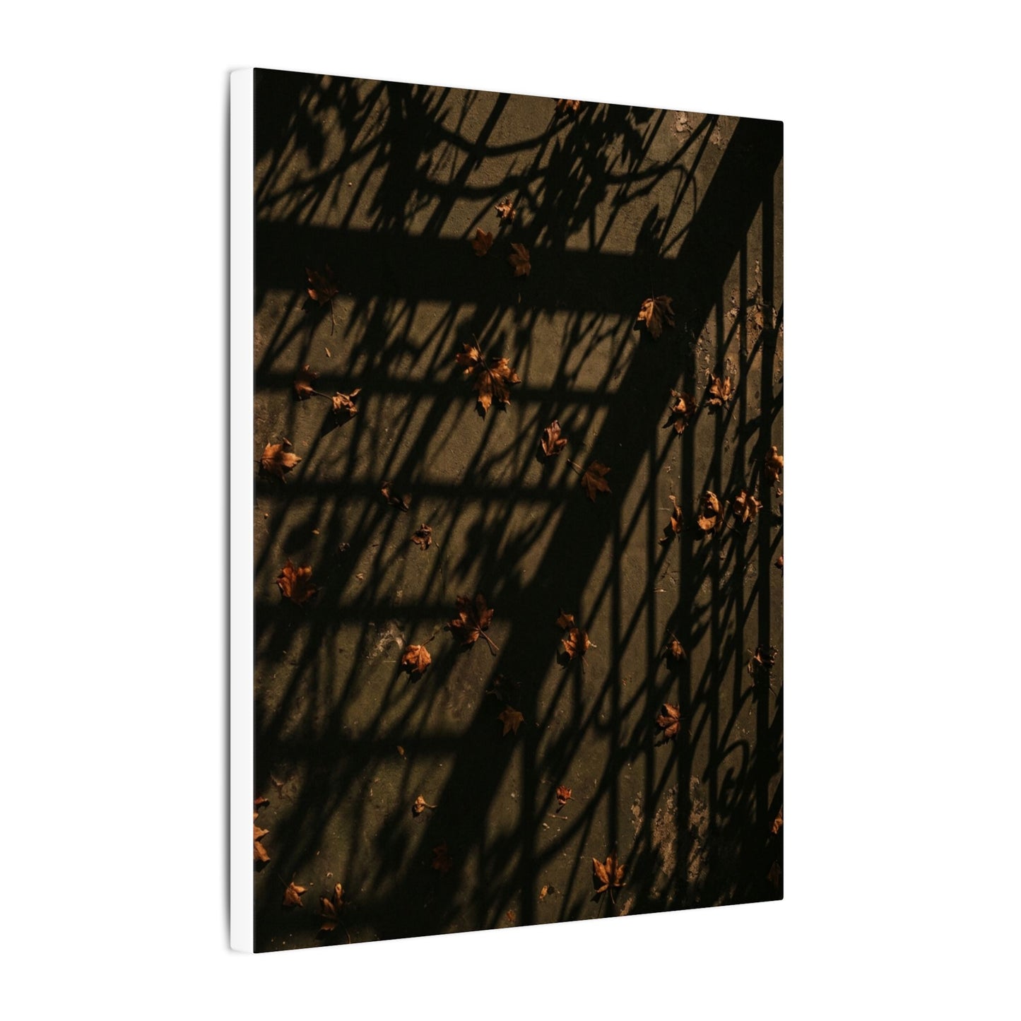 Shadow Play Canvas Art | Autumn Dark Japandi Moody Minimal Art