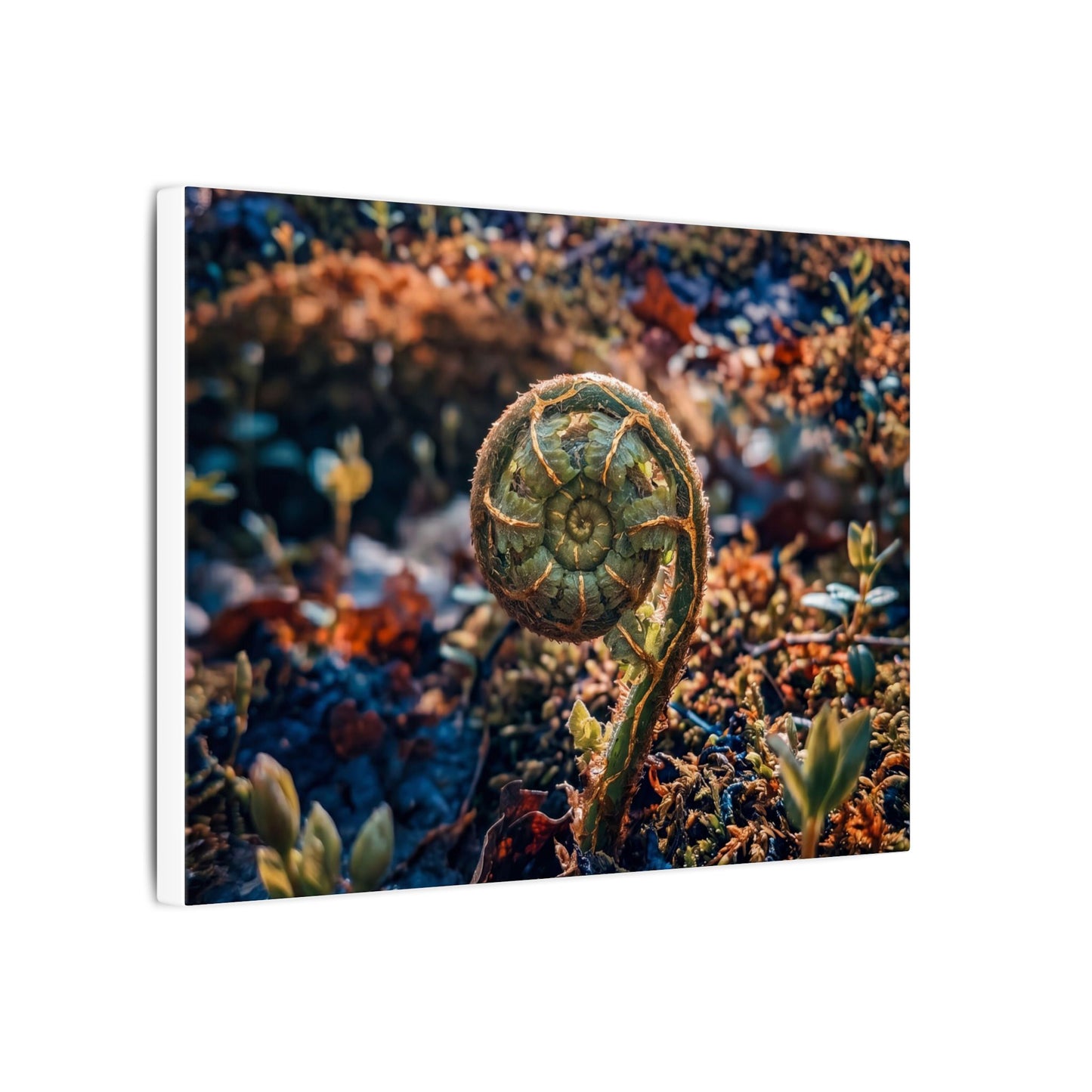 Kintsugi Fern Unfurling in Dappled | Gold Vein Canvas Art