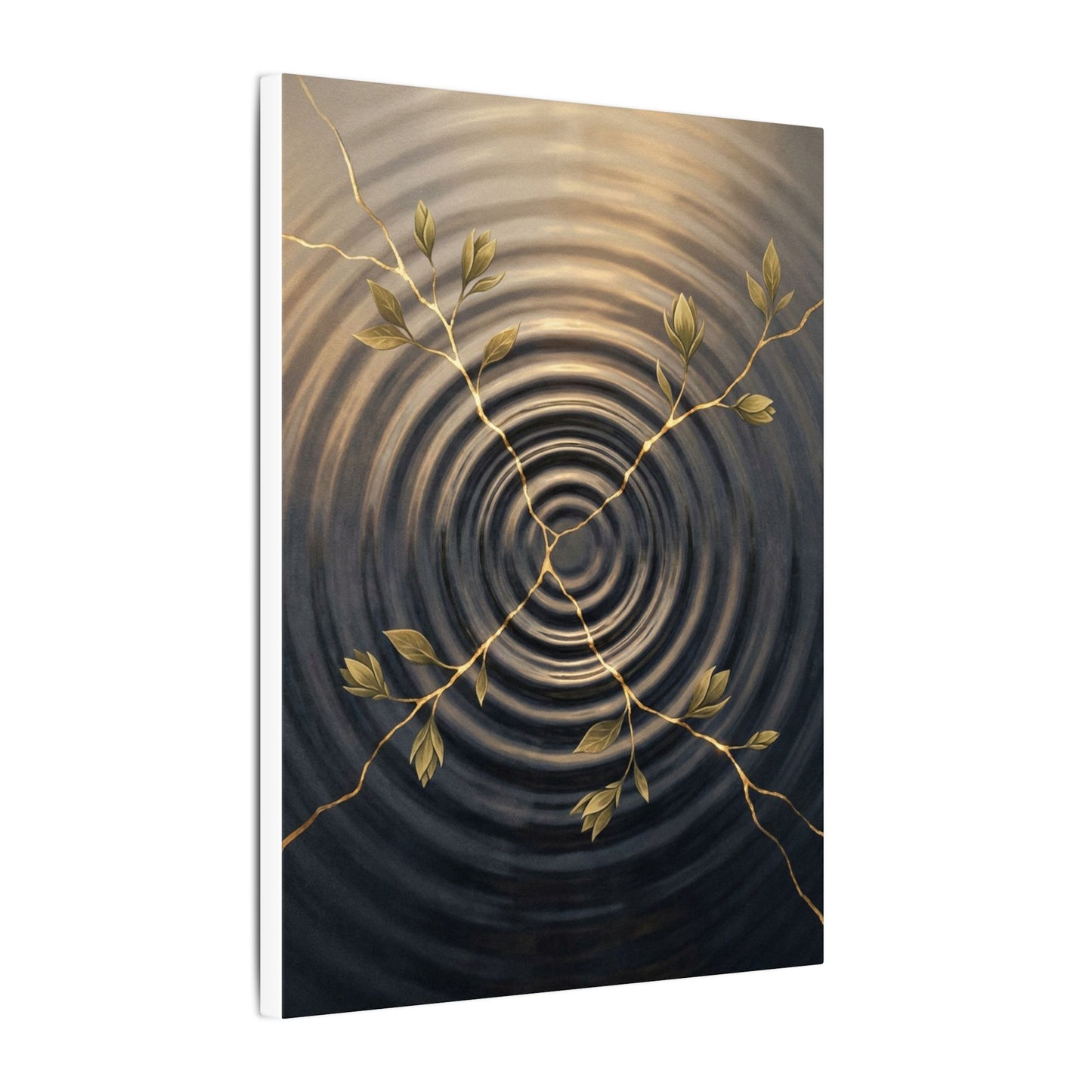 Kanso Water Ripple Canvas Art - Kintsugi Gold Vein