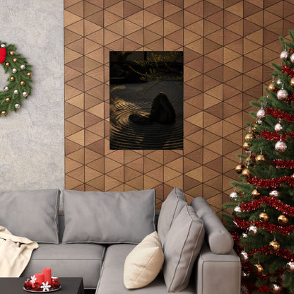 Golden Hour Rock Garden Wall Art Print - Dark Japandi Ma