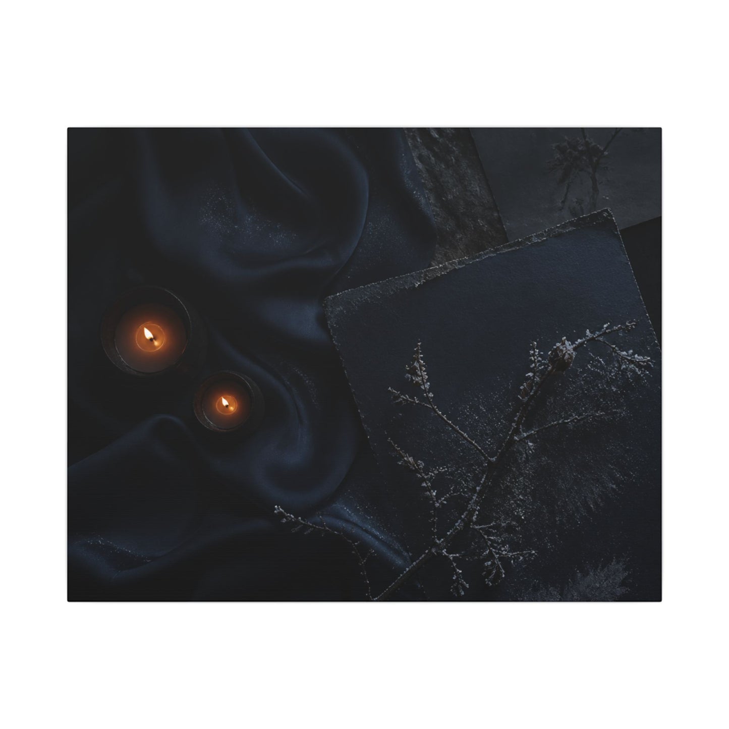 Candlelight Silk Drape Canvas Art - Dark Japandi Kanso