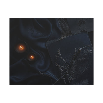 Candlelight Silk Drape Canvas Art - Dark Japandi Kanso