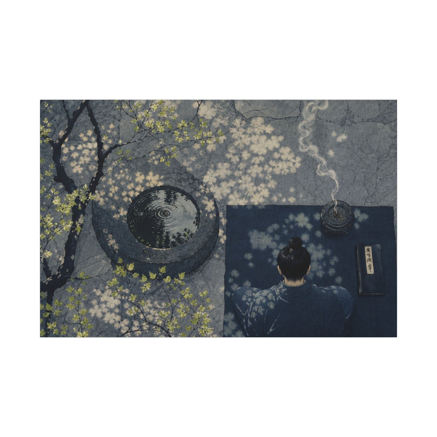 Spring Incense Smoke Ukiyo E Inspired Canvas Art | Tranquil Decor
