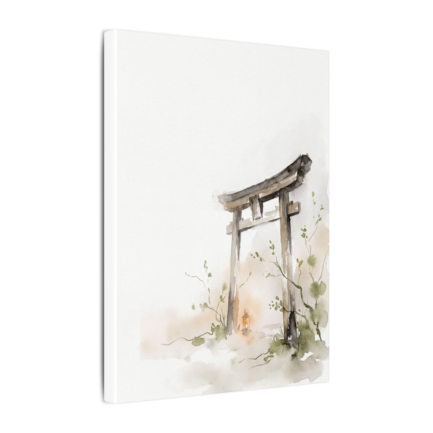 Fukinsei Torii Gate Canvas Art - Japandi Watercolor