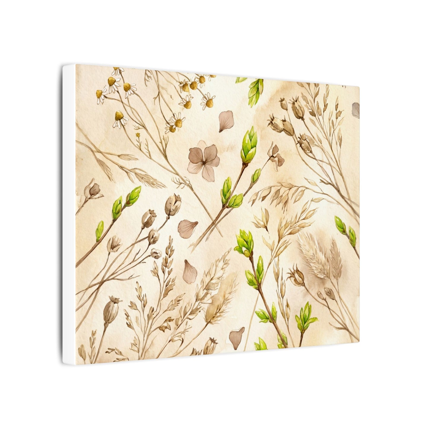Spring Dried Flowers Watercolor Canvas Art | Earthy Decor