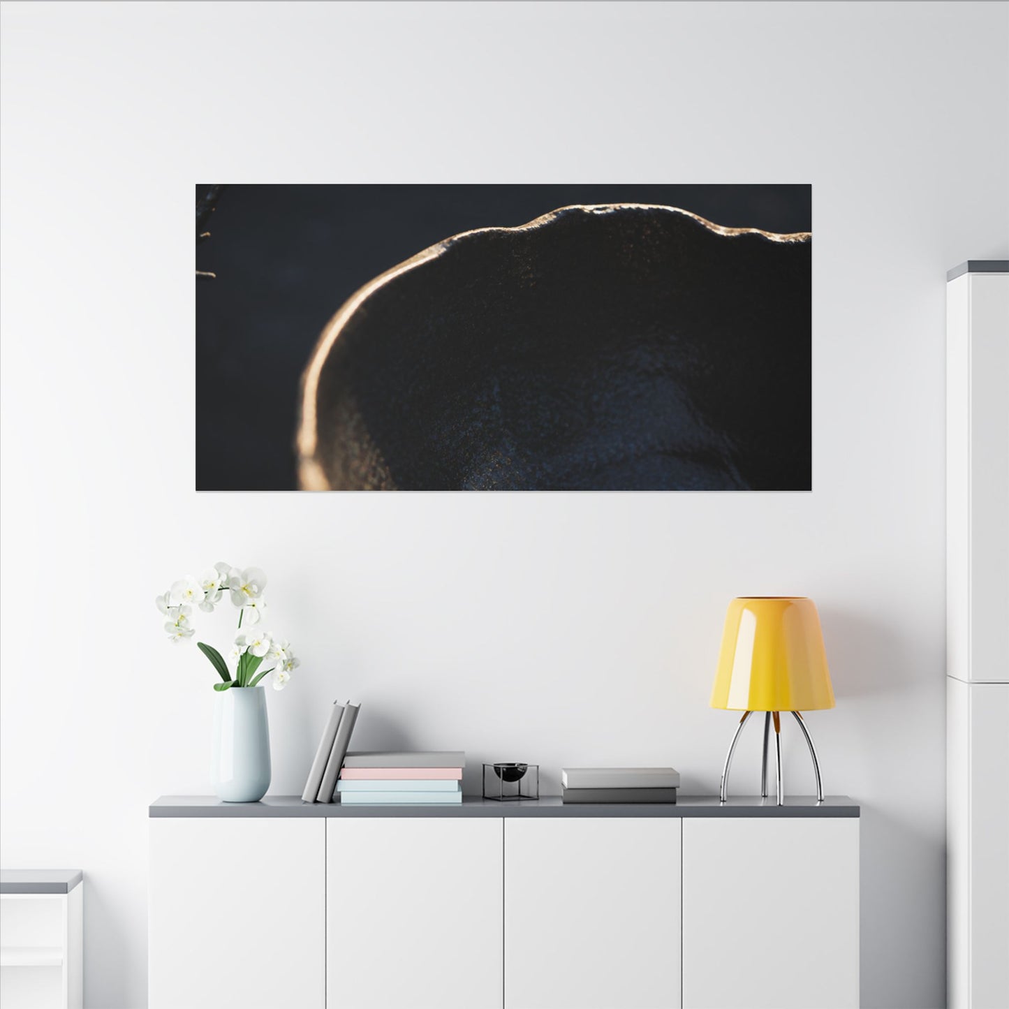 Ma Ceramic Bowl Canvas Art - Dark Japandi Shadow Zen