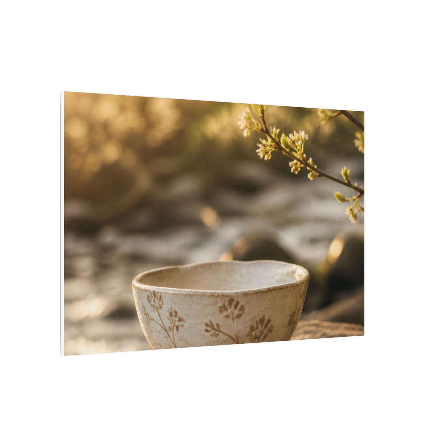 Neutral Ceramic Bowl Canvas Art - Japanese Pattern Japandi