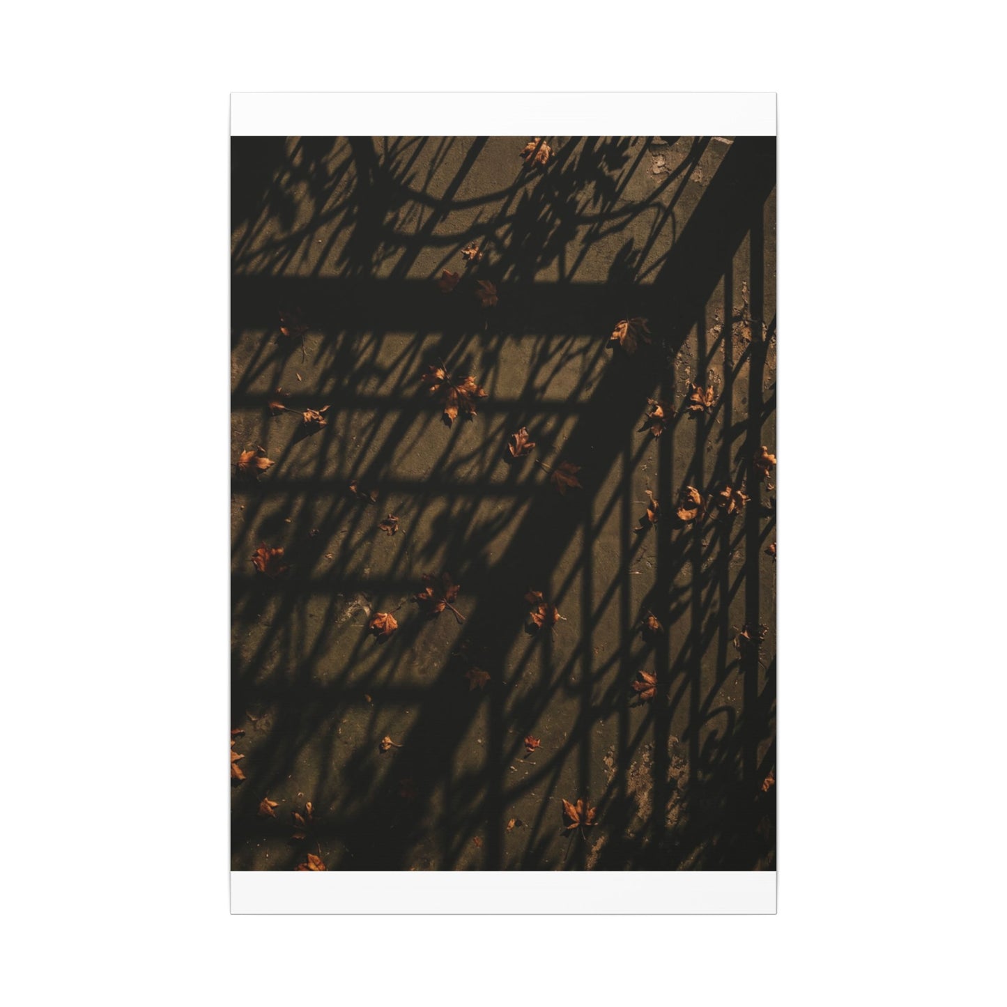 Dark Japandi Shadow Play in Golden Hour | Moody Minimal Canvas Art