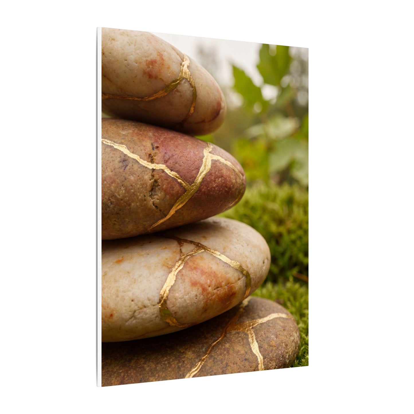River Stones Summer Canvas Art | Kintsugi Healing Design