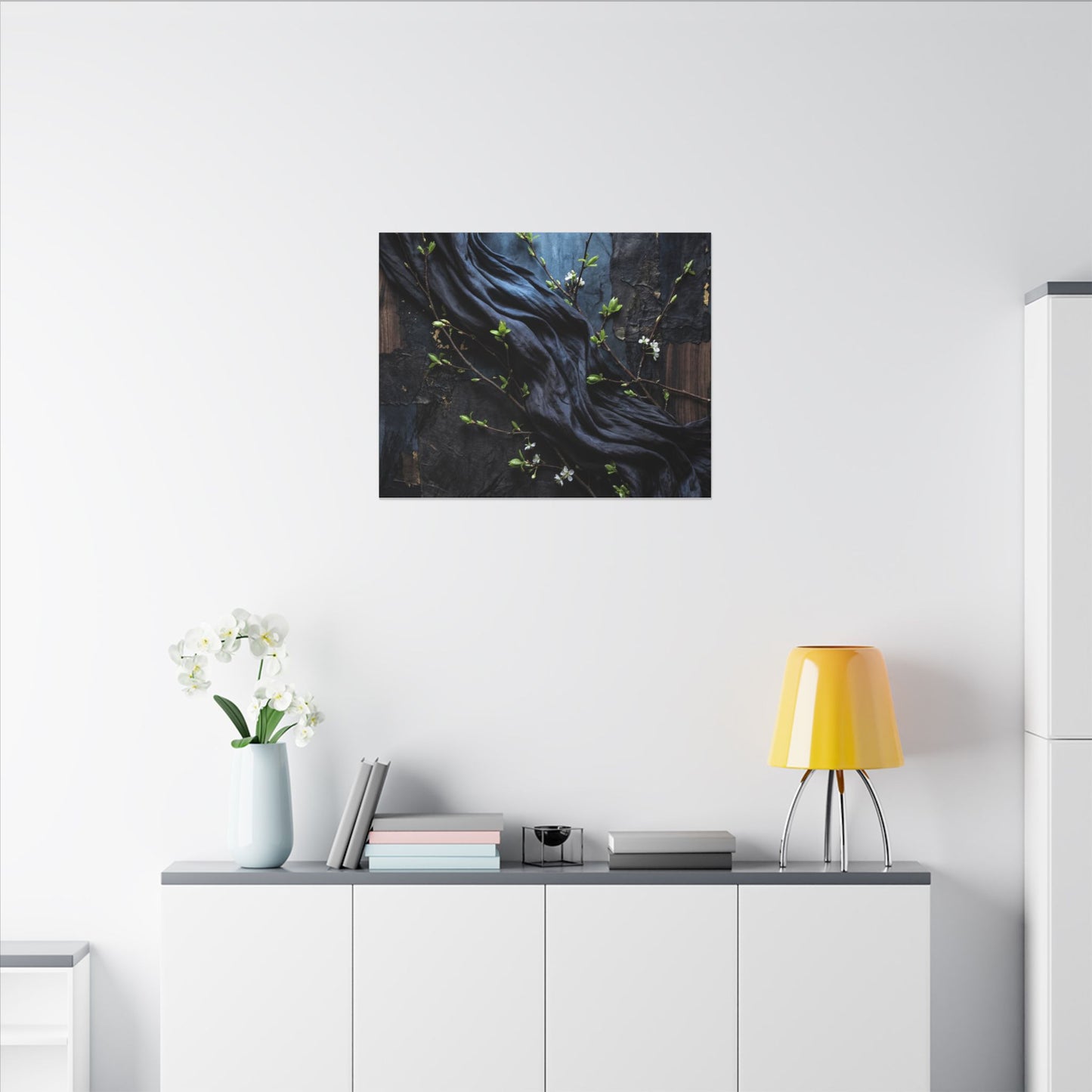 Spring Silk Drape Dark Texture Canvas Art | Atmospheric Decor