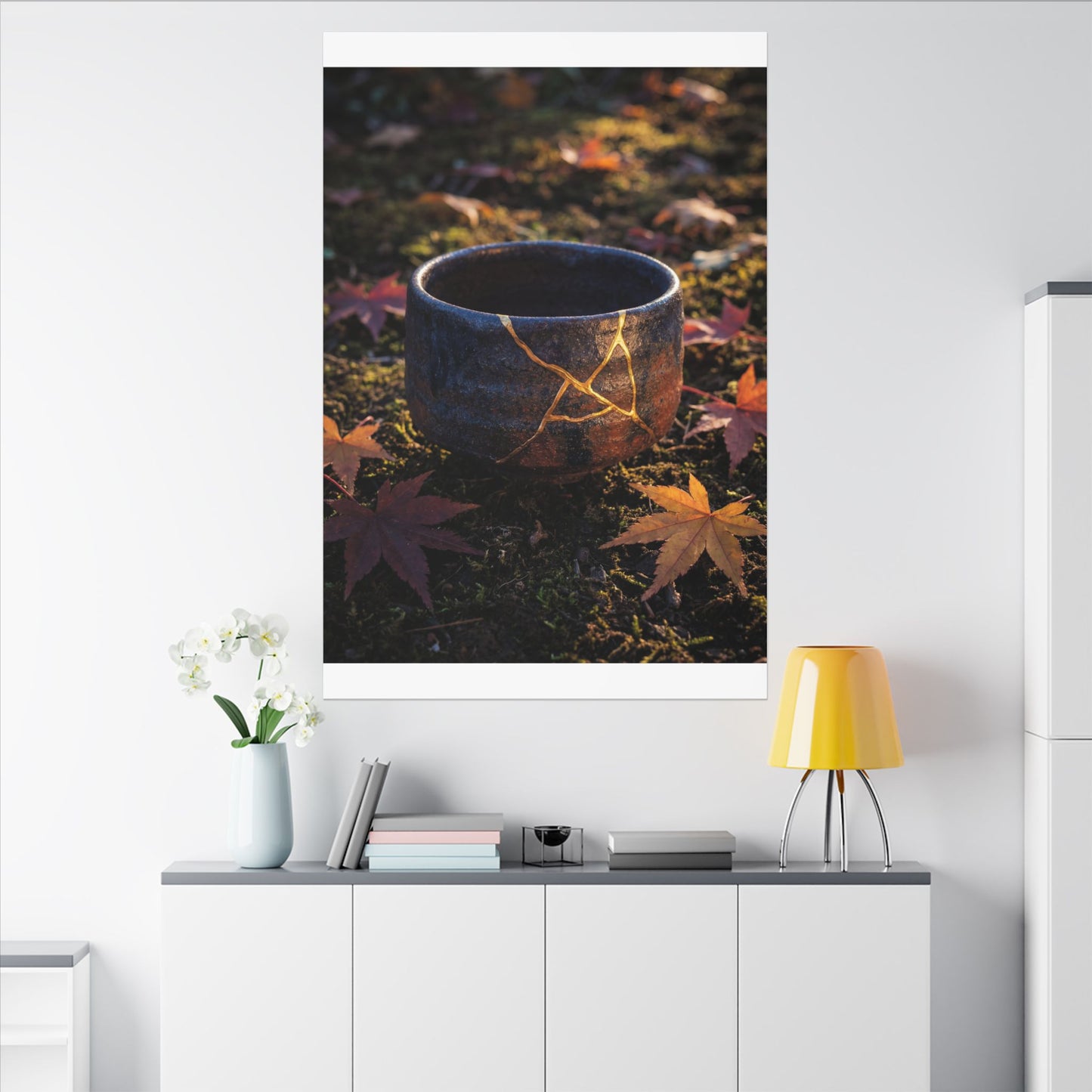 Kanso Moonlit Garden Canvas Art - Kintsugi Gold Repair