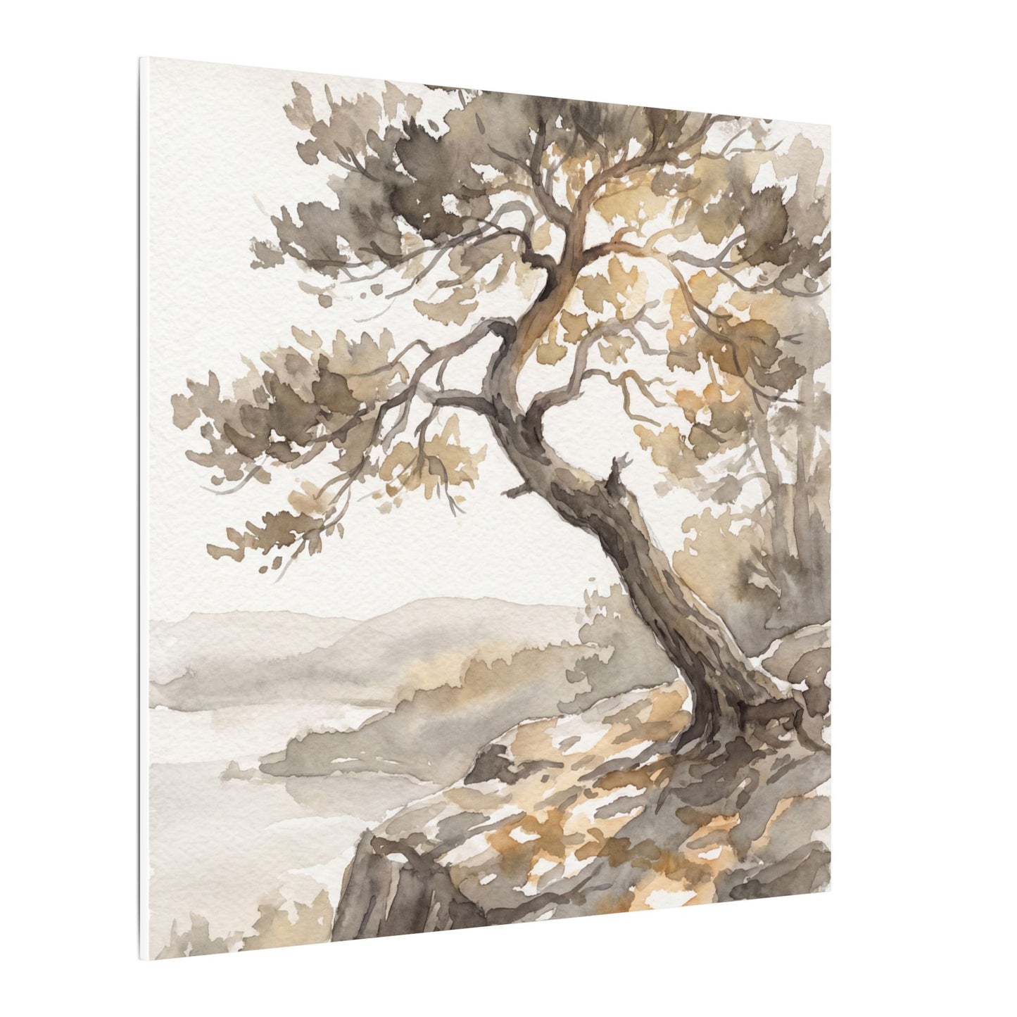 Pine Tree Watercolor Canvas Art | Elegant Japandi Art