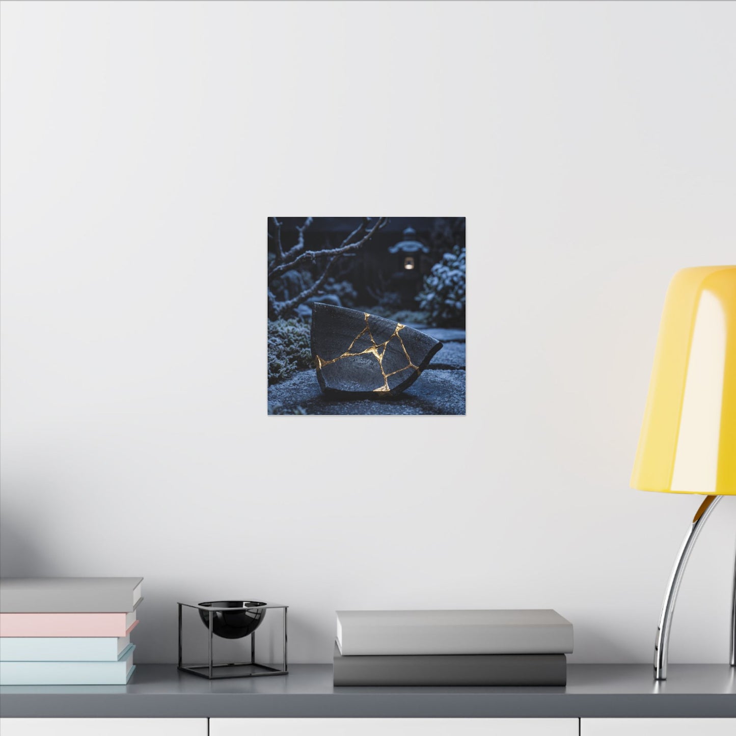 Moonlit Garden Winter Canvas Art | Kintsugi Artful Design