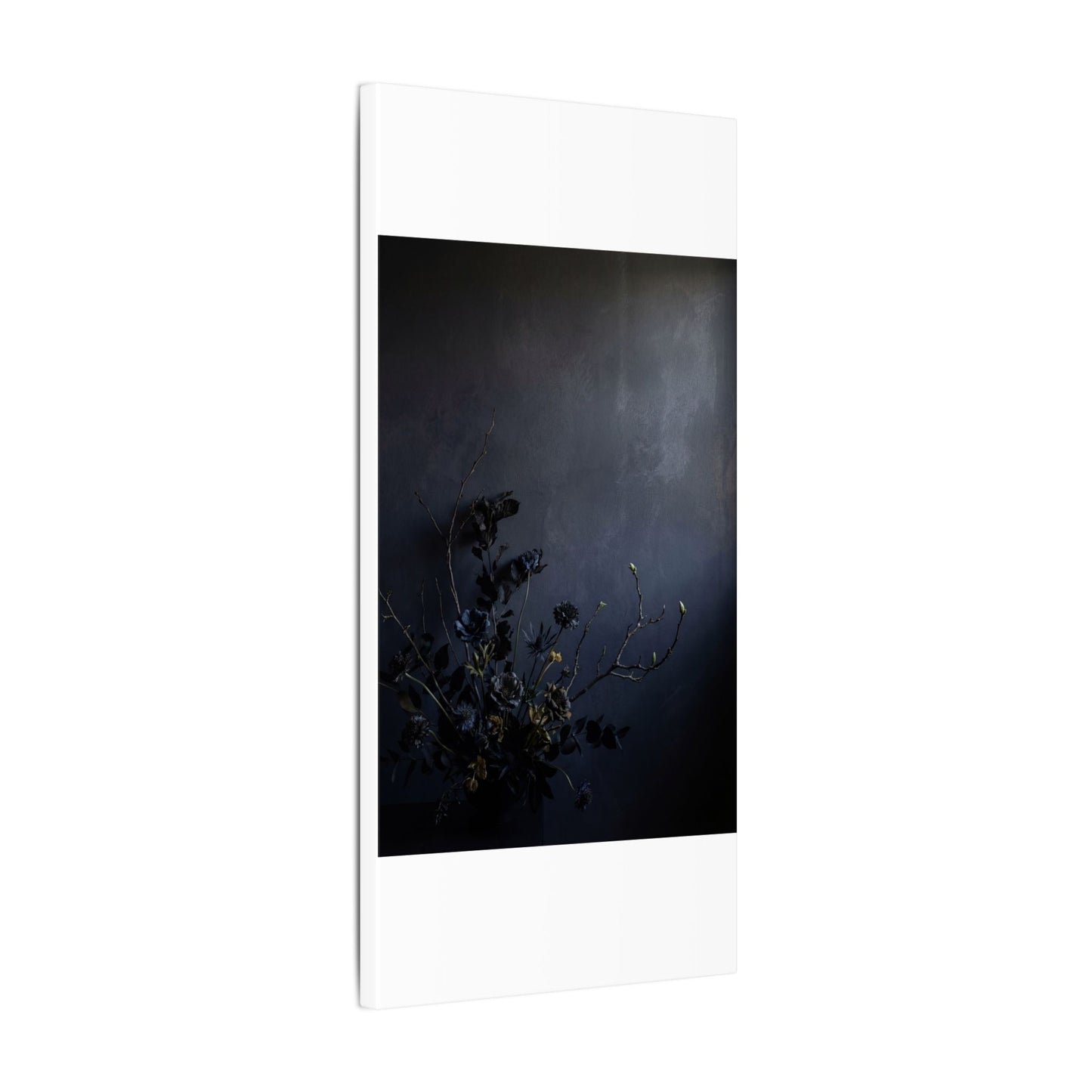 Dried Flowers Spring Canvas Art | Dark Japandi Moody Design