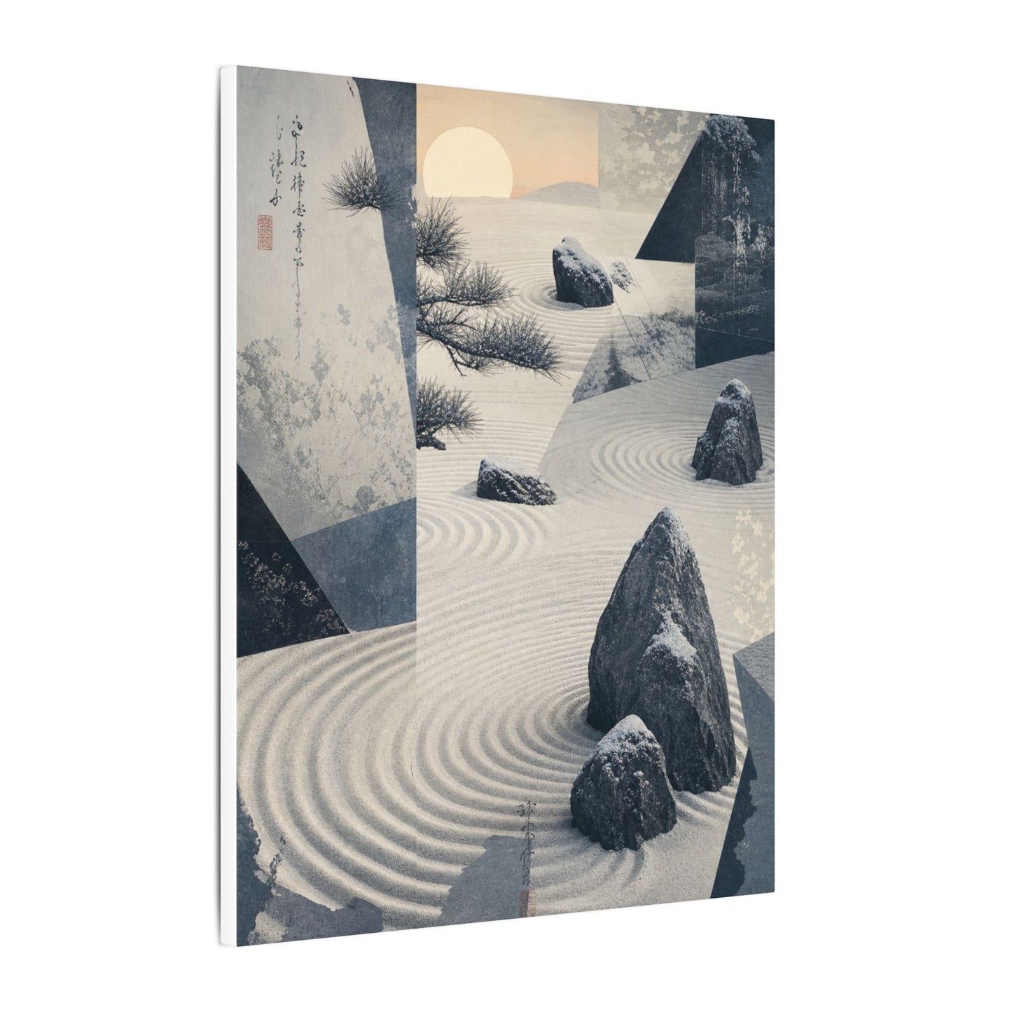 Seijaku Rock Garden Canvas Art - Zen Ukiyo E Inspired