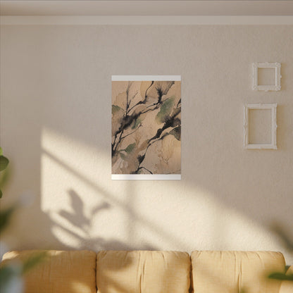 Japandi Shadow Play in Golden Hour | Watercolor Canvas Art
