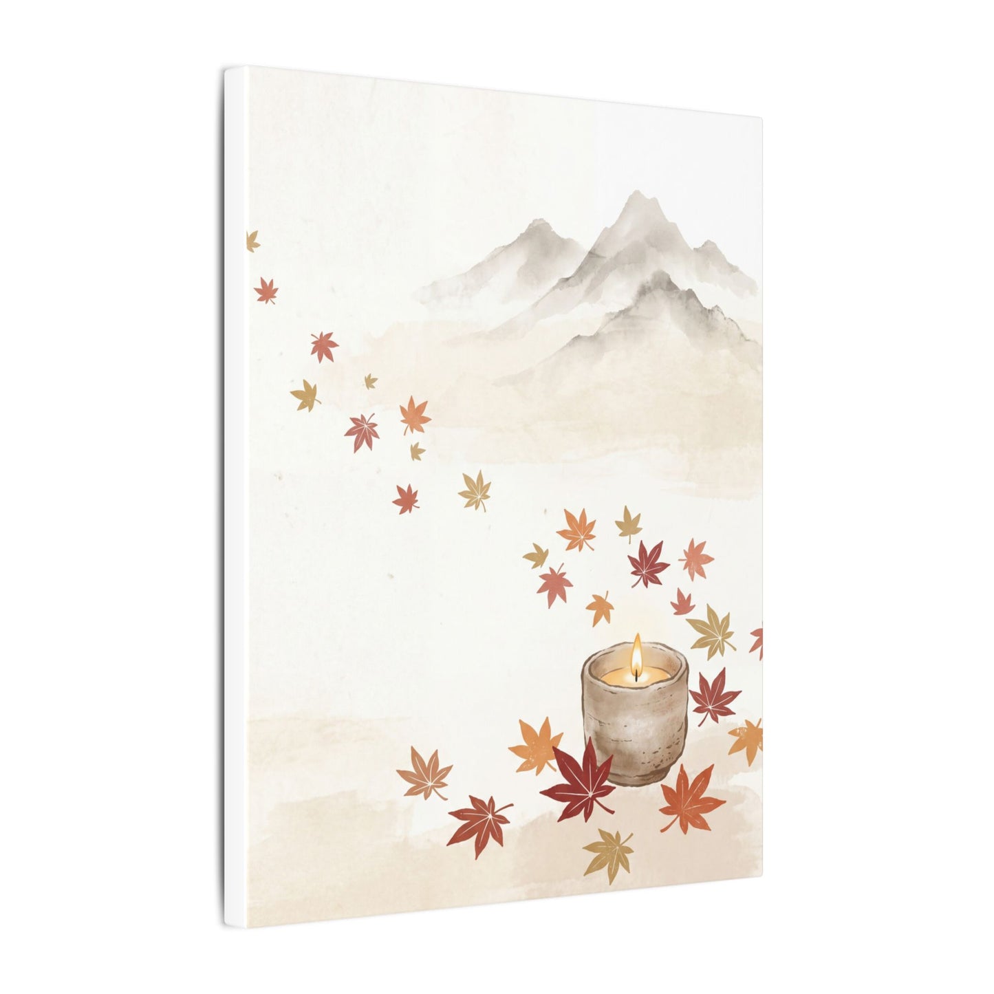 Earthy Mountain Mist Canvas Art - Japanese Pattern Japandi