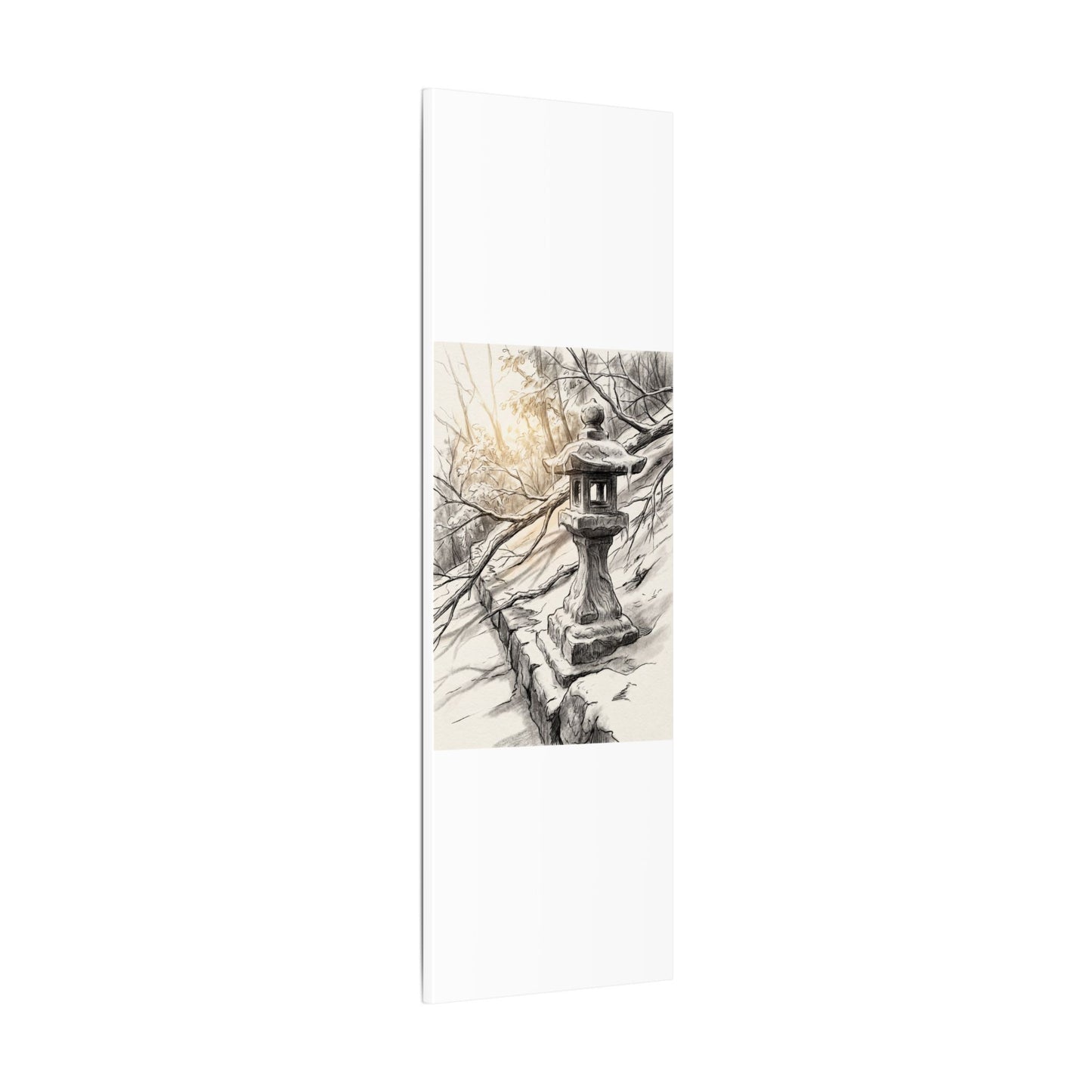 Golden Hour Stone Lantern Canvas Art - Japandi Kanso