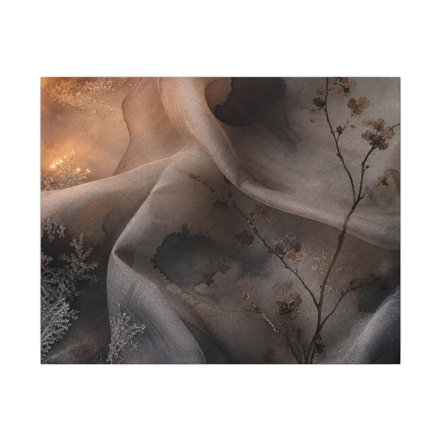 Japandi Silk Drape in Candlelight | Watercolor Canvas Art