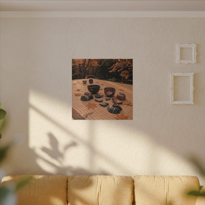 Golden Hour Tea Ceremony Canvas Art - Kintsugi Shibui