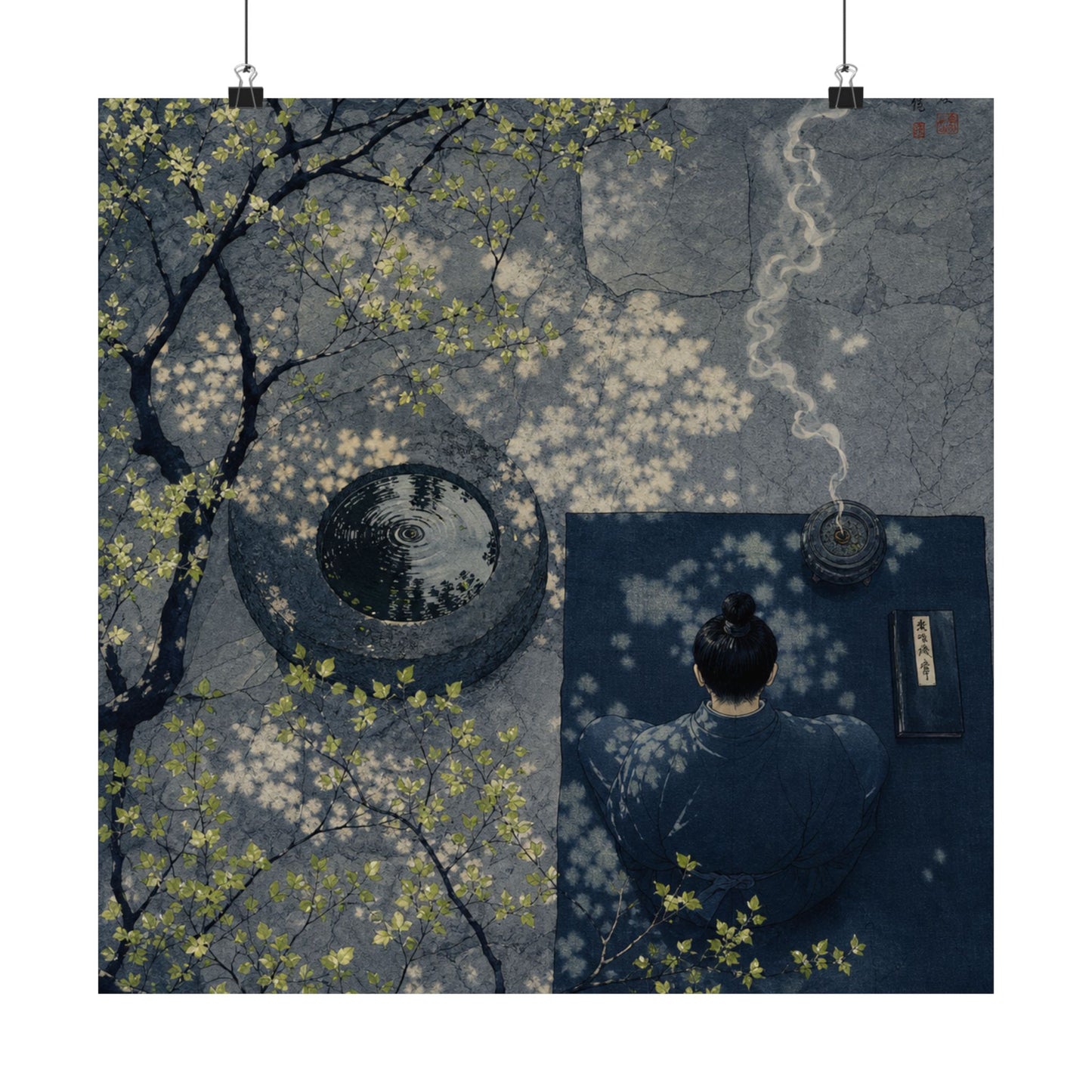 Incense Smoke Wall Art Print | Spring Zen Ukiyo E Inspired Art