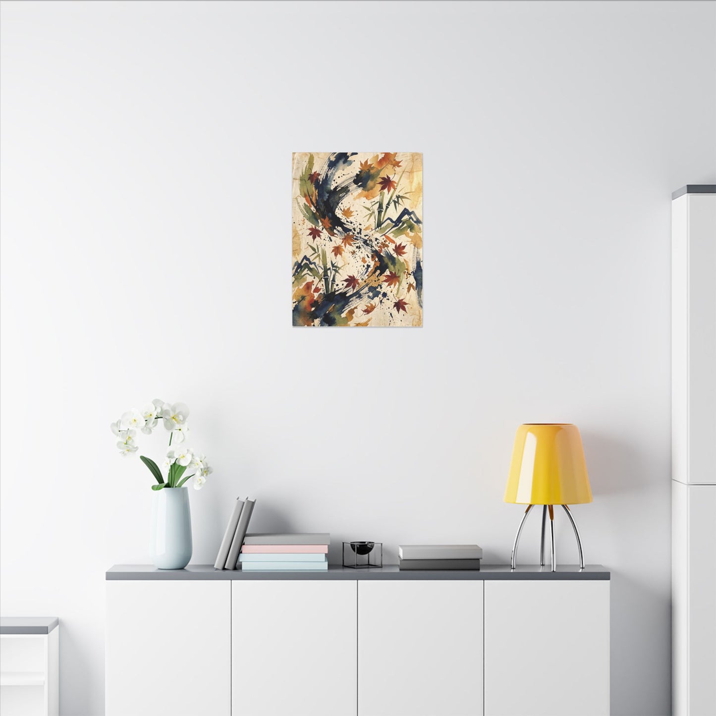 Golden Hour Ink Brushstroke Canvas Art - Zen Shibui