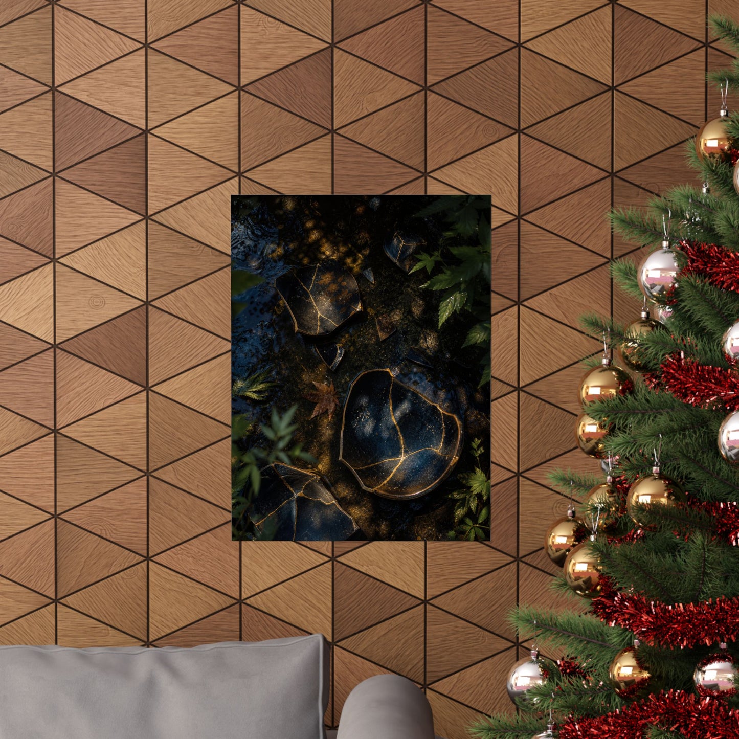 Broken Pottery Wall Art Print | Summer Dark Japandi Shadow Zen Art