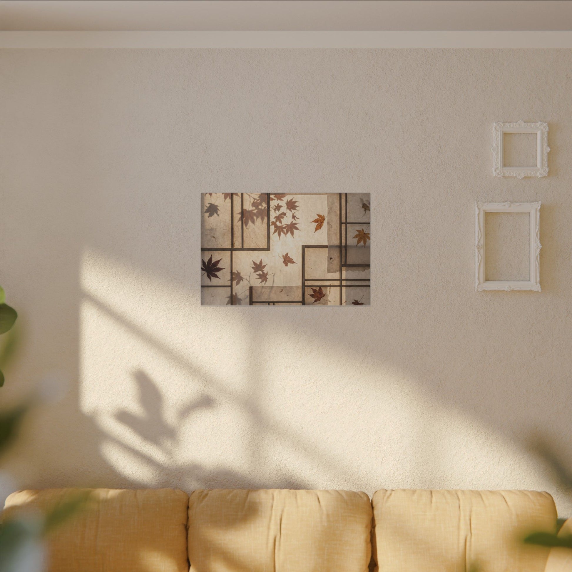 Shoji Screen Japanese Pattern Canvas Art | Neutral Japandi Art Art Print