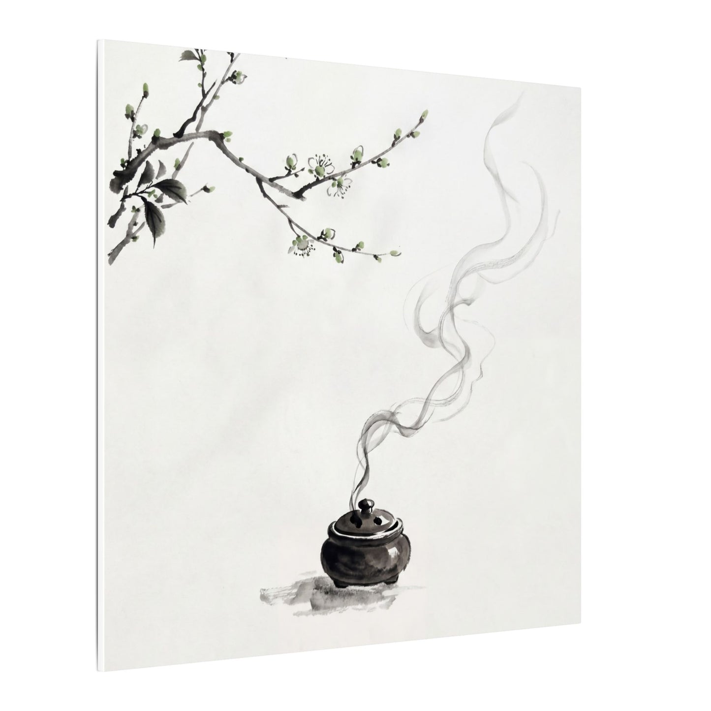 Calm Incense Smoke Canvas Art - Sumi E Zen