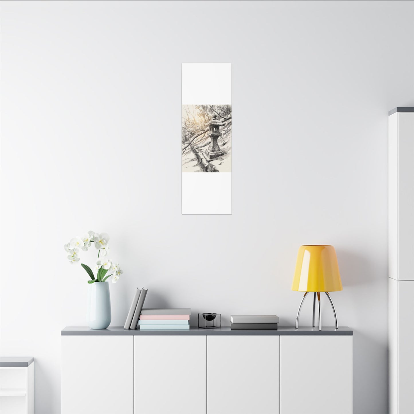 Golden Hour Stone Lantern Canvas Art - Japandi Kanso