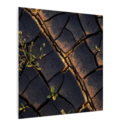 Kintsugi Cracked Earth in Golden Hour | Gold Vein Canvas Art