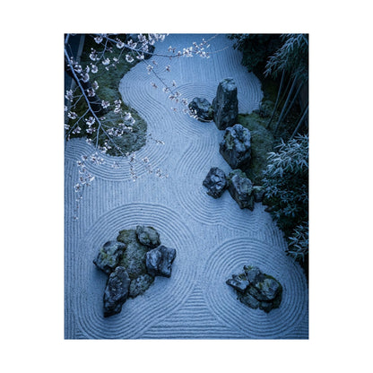Zen Cherry Blossom in Moonlight | Karesansui Wall Art Print