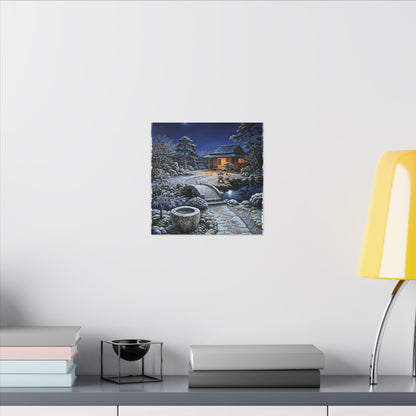 Moonlit Garden Winter Canvas Art | Kintsugi Artful Design