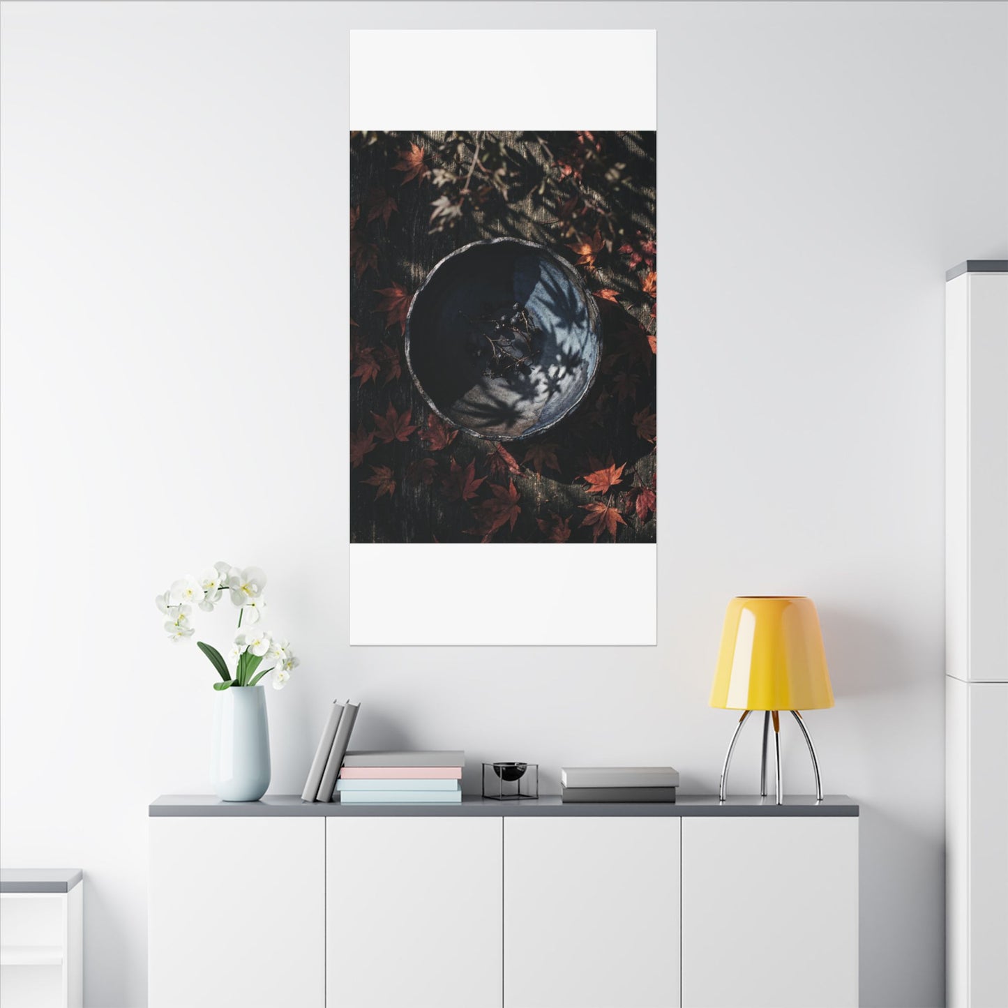 Autumn Ceramic Bowl Shadow Zen Canvas Art | Bold Decor
