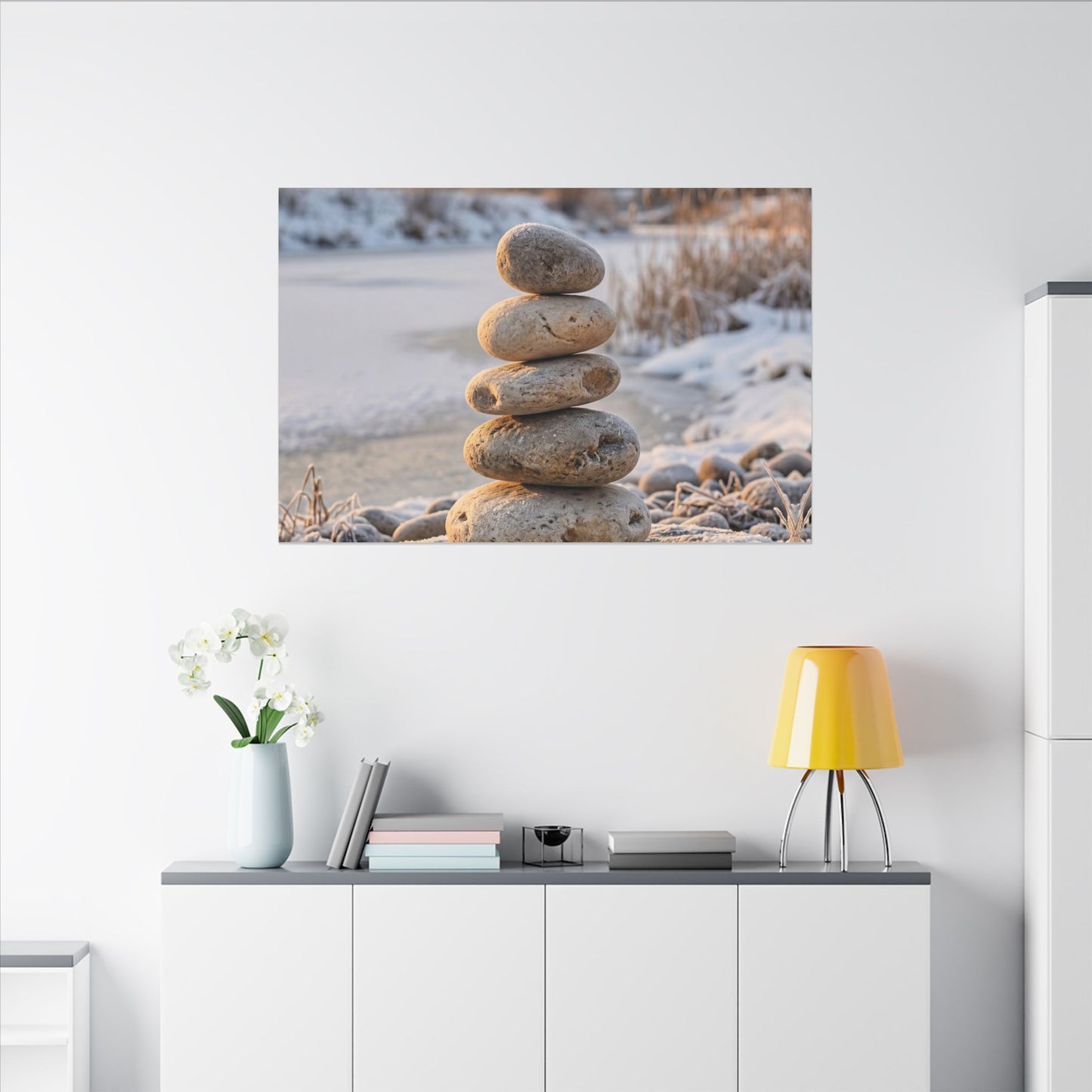 Ma River Stones Canvas Art - Japandi Japanese Pattern