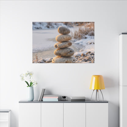 Ma River Stones Canvas Art - Japandi Japanese Pattern