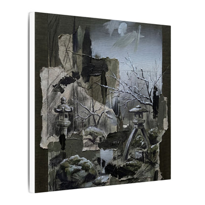 Winter Moonlit Garden Dark Texture Canvas Art | Moody Decor