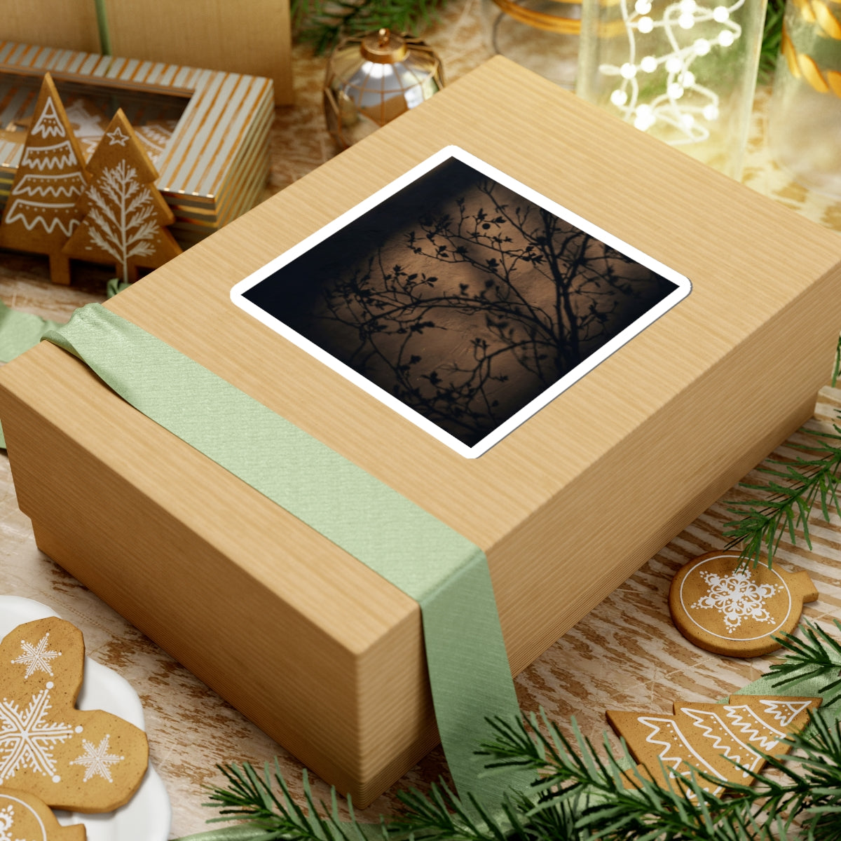 Dark Japandi Shadow Play in Golden Hour | Shadow Zen Sticker Art Print