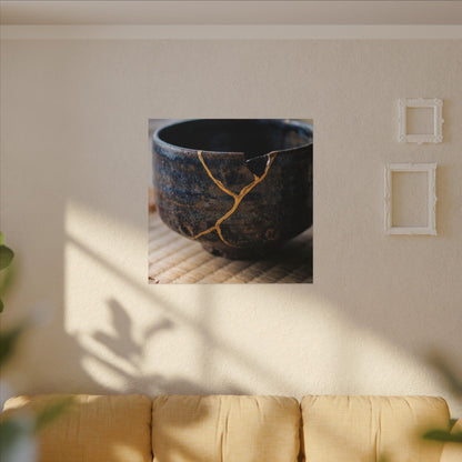 Tea Ceremony Autumn Canvas Art | Kintsugi Healing Design