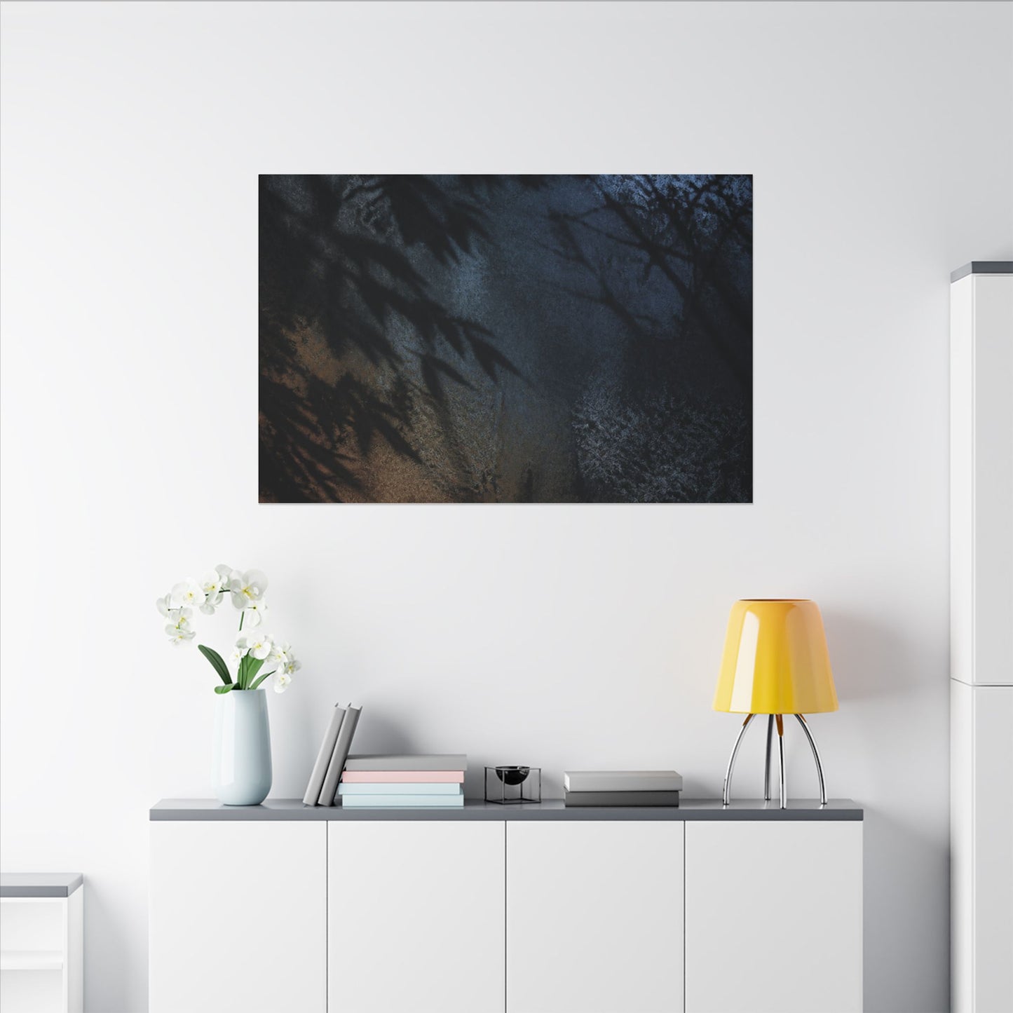 Kanso Shadow Play Canvas Art - Dark Japandi Shadow Zen