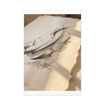 Ink Brushstroke Watercolor Canvas Art | Neutral Japandi Art