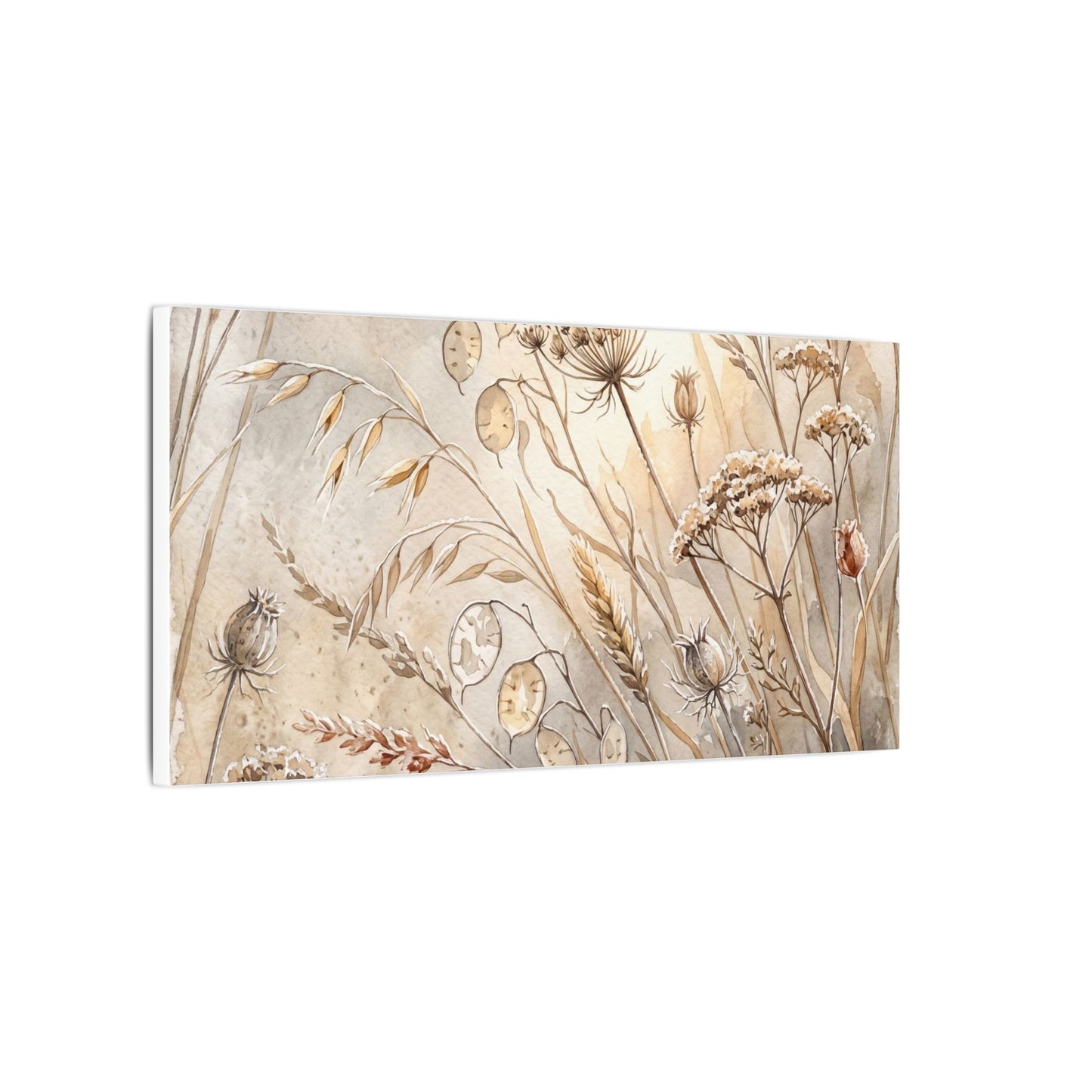 Winter Dried Flowers Watercolor Canvas Art | Warm Decor