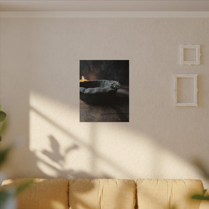 Ceramic Bowl Canvas Art | Winter Dark Japandi Shadow Zen Art