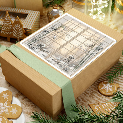 Winter Shoji Screen Sumi E Sticker | Peaceful Decor Art Print